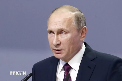Tổng thống Nga Vladimir Putin tại một hội nghị quốc tế ở Moskva, Nga. (Nguồn: EPA/TTXVN)