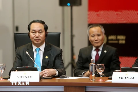 Chủ tịch nước Trần Đại Quang tham dự cuộc gặp Cấp cao Hiệp định Đối tác xuyên Thái Bình Dương (TPP). (Ảnh: Nhan Sáng/TTXVN)