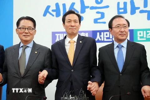 Lãnh đạo các đảng đối lập của Hàn Quốc nhất trí đệ trình kiến nghị luận tội Tổng thống Park Geun-hye lên Quốc hội. (Nguồn: Yonhap/TTXVN)