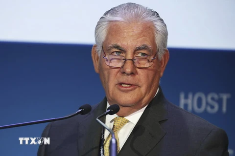 Ông Rex Tillerson tại một sự kiện ở Abu Dhabi, các Tiểu Vương quốc Arab thống nhất. (Nguồn: AP/TTXVN)