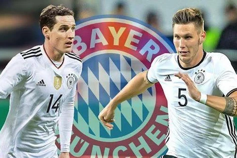 Hai cầu thủ đội tuyển quốc gia Đức Sebastian Rudy (trái) và Niklas Süle sẽ chuyển từ Hoffenheim về Bayern từ mùa bóng tới 2017-2018. (Nguồn: Foto DeFodi.de)