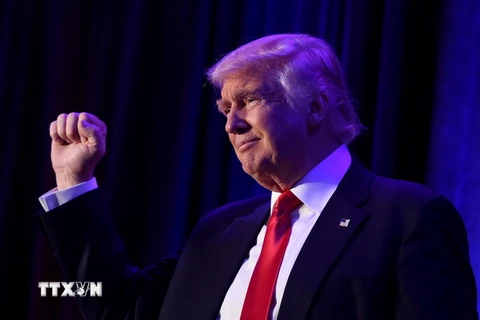 Tổng thống đắc cử Mỹ Donald Trump tại New York, Mỹ ngày 9/11. (Nguồn: AFP/TTXVN)