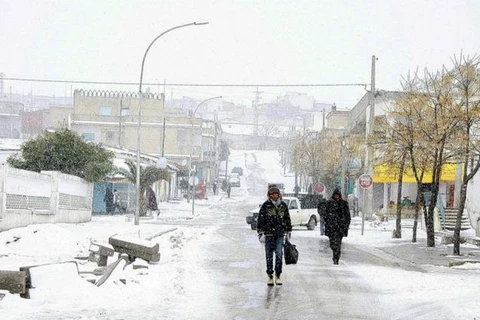 Tuyết phủ trắng Tunisia. (Nguồn: Getty)