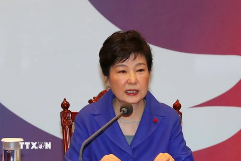 Bà Park Geun-Hye tại một cuộc họp ở Seoul. (Nguồn: AFP/TTXVN)