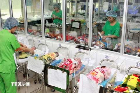 Chăm sóc trẻ sơ sinh tại Bệnh viện Phụ sản Trung ương. (Ảnh: Dương Ngọc/TTXVN)