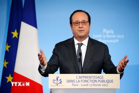 Tổng thống Pháp Francois Hollande tại một sự kiện ở Paris. (Nguồn: AFP/TTXVN)