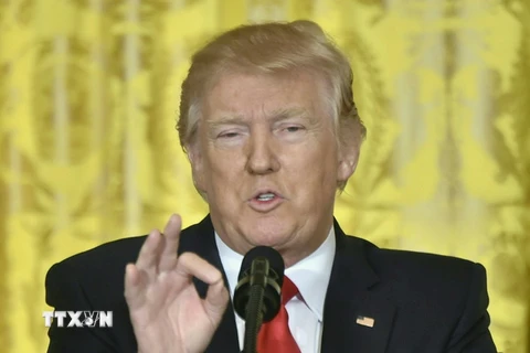 Tổng thống Mỹ Donald Trump phát biểu tại cuộc họp báo ở Washington, DC. (Nguồn: AFP/TTXVN)