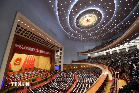 Lễ khai mạc Kỳ họp thường niên lần thứ 5 Đại hội Đại biểu Nhân dân Toàn quốc (Quốc hội Trung Quốc) khóa 12. (Nguồn: THX/TTXVN)