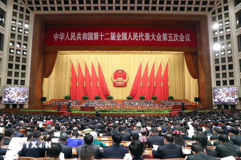 Toàn cảnh lễ khai mạc Kỳ họp thường niên lần thứ 5 Đại hội Đại biểu Nhân dân Toàn quốc khóa 12 tại Bắc Kinh. (Nguồn: THX/TTXVN)
