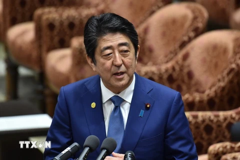 Thủ tướng Nhật Bản Shinzo Abe phát biểu tại cuộc họp ở Tokyo. (Nguồn: AFP/TTXVN)