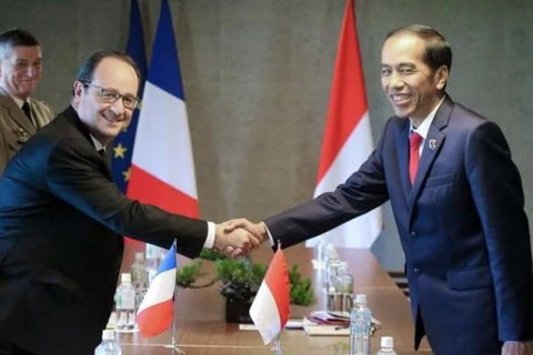 Tổng thống Pháp Francois Hollande và người đồng cấp nước chủ nhà Joko Widodo. (Nguồn: netralnews.com)