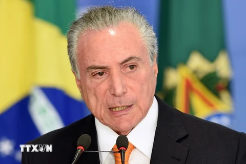 Tổng thống Michel Temer tại một sự kiện ở Brasilia. (Nguồn: AFP/TTXVN)