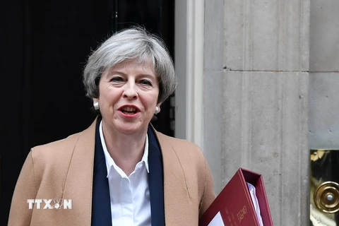 Thủ tướng Anh Theresa May tới tòa nhà Quốc hội Anh ở London. (Nguồn: EPA/TTXVN)