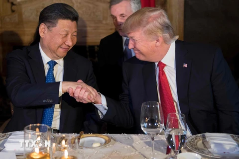Tổng thống Mỹ Donald Trump tiếp Chủ tịch Trung Quốc Tập Cận Bình tại khu nghỉ dưỡng Mar-a-Lago. (Nguồn: AFP/TTXVN)
