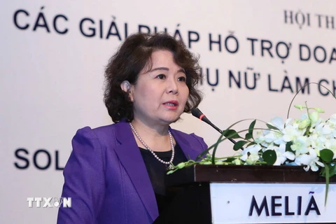 Bà Nguyễn Thị Tuyết Minh, Chủ tịch Hội đồng Doanh nhân nữ Việt Nam. (Ảnh: Phương Hoa/TTXVN)