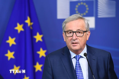 Chủ tịch Ủy ban châu Âu Jean-Claude Juncker tại một cuộc họp báo ở Brussels, Bỉ. (Nguồn: AFP/TTXVN)