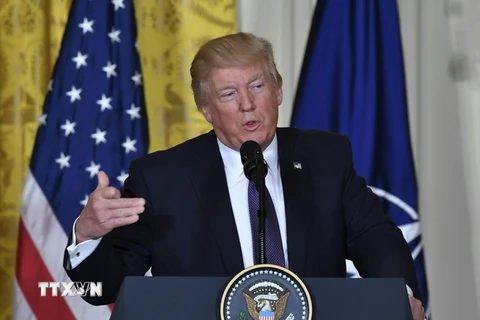 Tổng thống Mỹ Donald Trump trong một cuộc họp báo ở Washington, DC. (Nguồn: AFP/TTXVN)