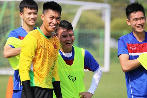Các cầu thủ U20 Việt Nam trong một buổi tập. (Nguồn: VFF)