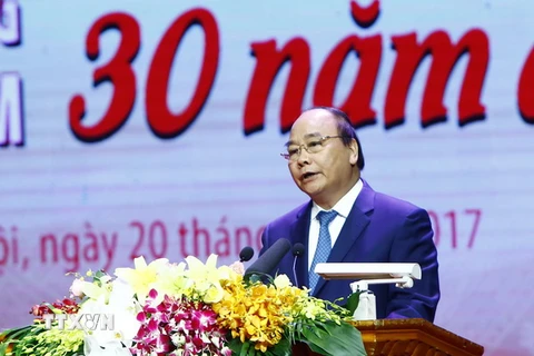 Thủ tướng Nguyễn Xuân Phúc phát biểu tại Chương trình. (Ảnh: Thống Nhất/TTXVN)