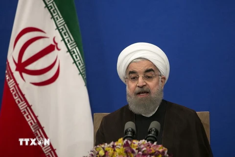 Tổng thống Iran Hassan Rouhani phát biểu trên truyền hình ở Tehran. (Nguồn: THX/TTXVN)