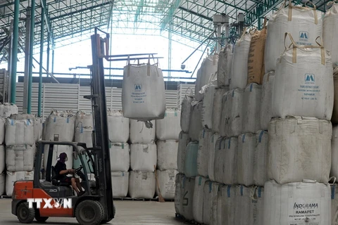 Bên trong nhà máy đóng gói gạo ở Bangkok, Thái Lan. (Nguồn: AFP/TTXVN)