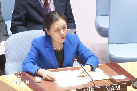 Đại sứ Nguyễn Phương Nga phát biểu tại phiên họp của Liên hợp quốc. (Nguồn: TTXVN)