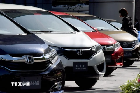 Xe của Hãng Honda trưng bày tại trụ sở công ty ở Tokyo. (Nguồn: AFP/TTXVN)