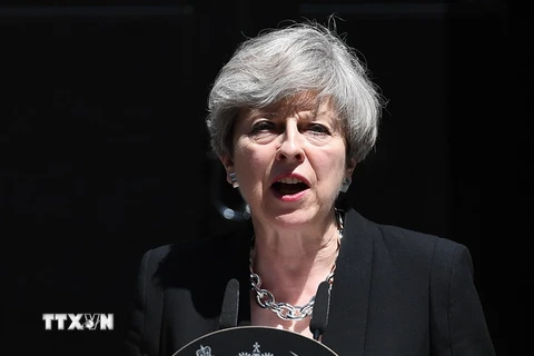 Thủ tướng Anh Theresa May phát biểu ở London. (Nguồn: EPA/TTXVN)