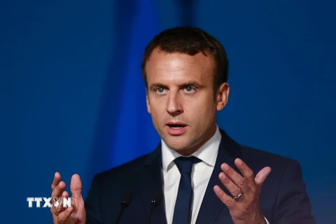 Tổng thống Pháp Emmanuel Macron phát biểu tại một sự kiện ở Paris. (Nguồn: AFP/TTXVN)