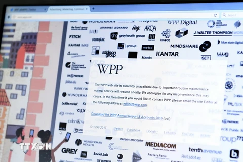 Trang chủ của Tập đoàn quảng cáo nổi tiếng WPP bị mã độc "Petwrap" xâm nhập. (Nguồn: AFP/TTXVN)