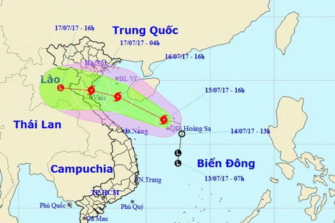 Vị trí và đường đi của bão số 2. (Nguồn: nchmf.gov.vn)
