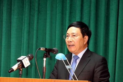 Phó Thủ tướng Phạm Bình Minh phát biểu tại Đại hội. (Nguồn: baochinhphu.vn)