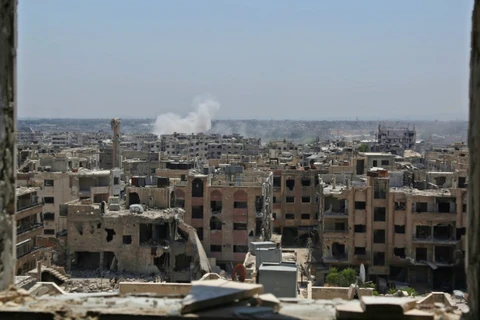 Khói bốc lên sau một vụ nổ ở Syria. (Nguồn: AFP)