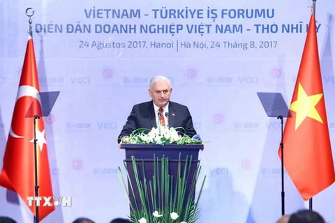 Thủ tướng Thổ Nhĩ Kỳ Binali Yildirim phát biểu. (Ảnh: Minh Quyết/TTXVN)