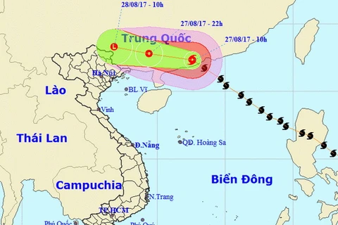 Vị trí và đường đi của bão số 7. (Nguồn: nchmf.gov.vn)