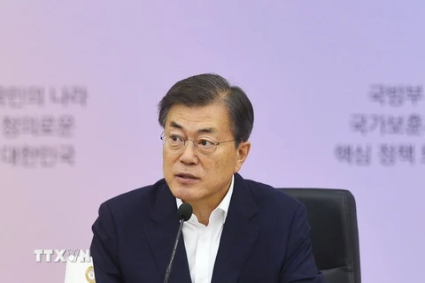 Tổng thống Hàn Quốc Moon Jae-in trong một cuộc họp tại Seoul, Hàn Quốc. (Nguồn: EPA/TTXVN)