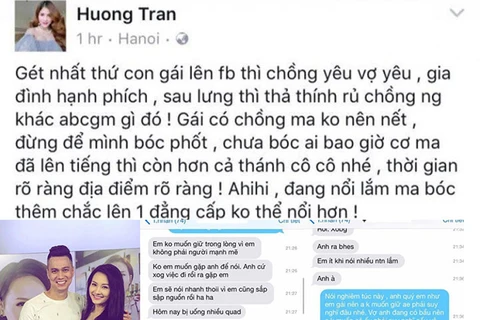 Vợ diễn viên Việt Anh ''tố'' Bảo Thanh cố tình mồi chài chồng cô bằng những tin nhắn mùi mẫn rủ rê hẹn hò.