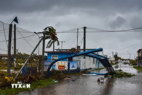 Cảnh đổ nát sau bão Irma tại Caibarien, tỉnh Villa Clara, Cuba. (Nguồn: AFP/TTXVN)