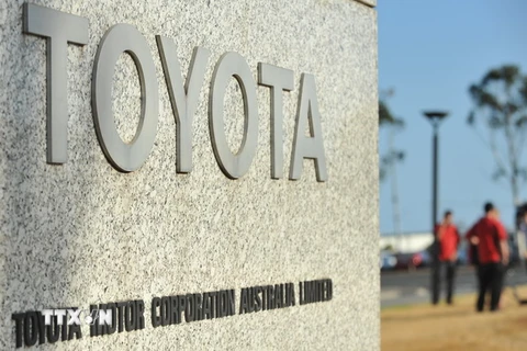 Biểu tượng hãng ôtô Toyota tại nhà máy sản xuất của hãng này ở Melbourne, bang Victoria, Australia. (Nguồn: AFP/TTXVN)