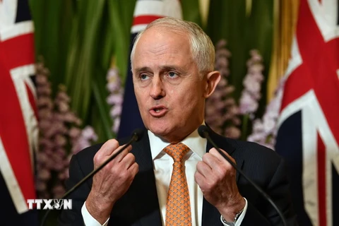 Thủ tướng Australia Malcolm Turnbull tại cuộc họp báo ở Sydney. (Nguồn: AFP/TTXVN)