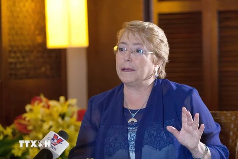 Tổng thống Chile Michelle Bachelet đã có cuộc trả lời phỏng vấn phóng viên TTXVN. (Nguồn: TTXVN)