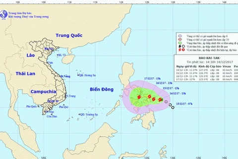 Vị trí và đường đi của bão Kai-tak. (Nguồn: nchmf.gov.vn)