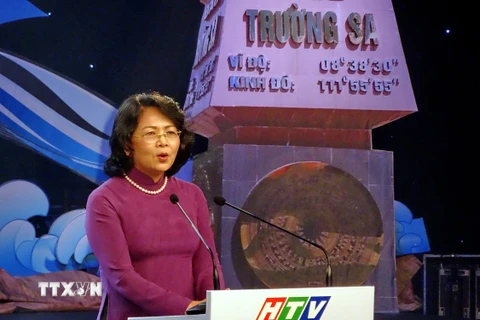Phó Chủ tịch Nước Đặng Thị Ngọc Thịnh phát biểu tại chương trình. (Ảnh : Thế Anh/TTXVN)