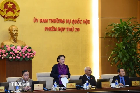 Chủ tịch Quốc hội Nguyễn Thị Kim Ngân phát biểu tại phiên họp. (Ảnh: Phương Hoa/TTXVN)