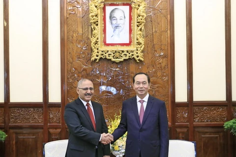 Chủ tịch nước Trần Đại Quang tiếp Ngài Youssef Kamal Boutros Hana, Đại sứ Đặc mệnh toàn quyền Cộng hòa Arab Ai Cập. (Ảnh: Nhan Sáng/TTXVN)
