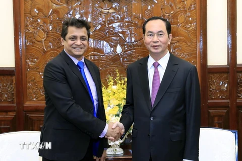 Chủ tịch nước Trần Đại Quang tiếp ông Indronil Sengupta, Tổng Giám đốc Tata Việt Nam. (Ảnh: Nhan Sáng/TTXVN)