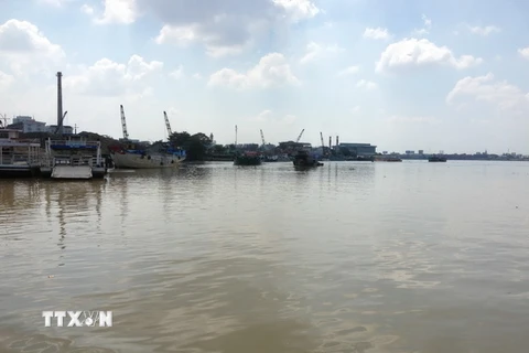 Sông Đồng Nai đoạn chảy qua địa bàn thành phố Biên Hòa bị ô nhiễm nặng bởi nước thải công nghiệp và nước thải sinh hoạt xả thẳng ra sông. (Ảnh: Sỹ Tuyên/TTXVN)