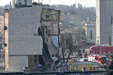 Ngôi nhà bị sập ở Poznan. (Nguồn: AP)