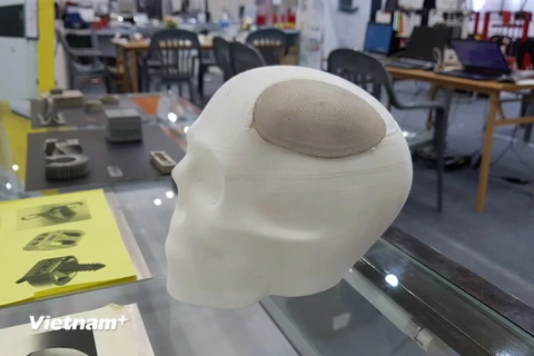 Mảnh sọ não in 3D. (Ảnh: Đào Lâm/Vietnam+)