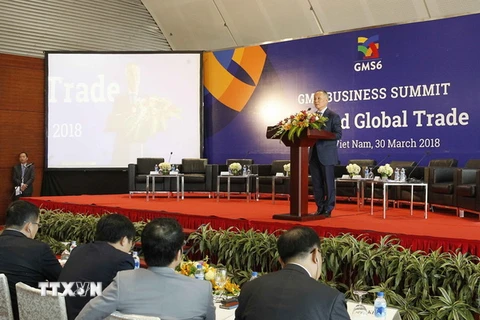 Ông Trần Quốc Khánh, Thứ trưởng Bộ Công Thương, phát biểu tại phiên thảo luận chuyên đề: “GMS và Thương mại toàn cầu”. (Ảnh: TTXVN)